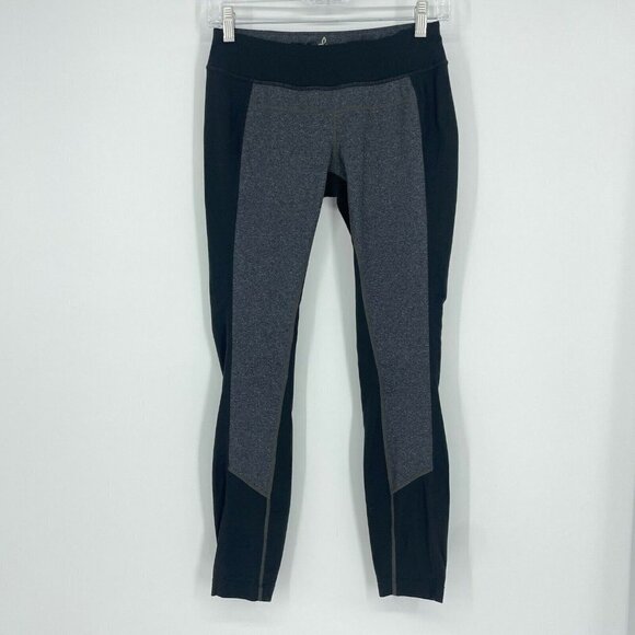 Prana Leggings Women's Sz S Black Gray Color Block Crop Skinny Midrise Athletic - Picture 1 of 8